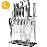 Deik Knife Set, Knife Block Set, Stainless Steel Chef Knife Set 14 Piece, Super Sharp Kitchen Knife Set with Acrylic Stand