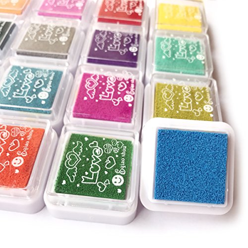 Bestele 24 Colours Washable Stamp Pads for Kids,Fingerprint Rainbow Color Craft Ink Pad Set for