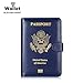 Maxjoy Leather Passport Holder, Passport Book Cover, Passport Wallet for Men/Womem, RFID Blocking Travel Passport Wallet Card Organizer passport case, Blue