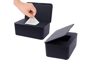 2 Pack Wipes Dispenser, Wipe Holder for Baby & Adult, Seposeve Refillable Wipe Container, Keeps Wipes Fresh, Far from Dirty Wipes, Easy to Open/Close Wipes Pouch Case. (2 Black)