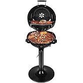 Electric BBQ Grill Techwood 15-Serving Indoor/Outdoor Electric Grill for Indoor & Outdoor Use, Double Layer Design, Portable 