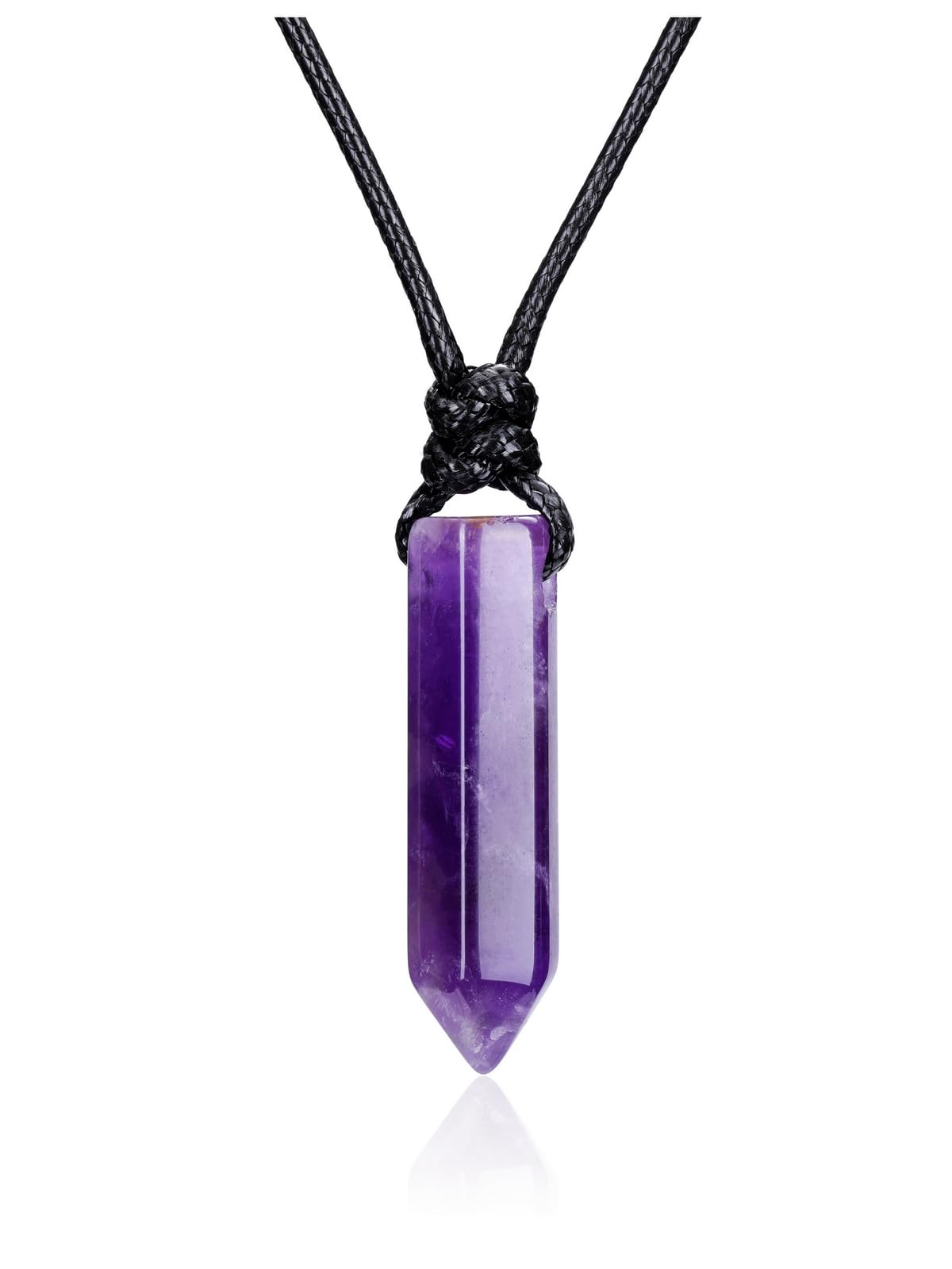 JSDDE Natural Amethyst Crystal Necklace for Women Wen Reiki Healing Hexagonal Point Crystals Stone Pendant Necklaces Jewellery