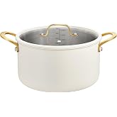 BEZIA 6 Quart Full Clad Try-Ply Stainless Steel Stock Pot, Induction Ready | Uncoated Cooking Pot with Silent, Tight-Seal Silicone-Rimmed Lid, for Daily Soups, Pasta &amp; Quick Weeknight One-Pot Meals