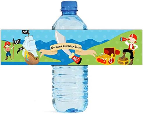 100 Pirate Birthday Party Water Bottle Labels 100 Count Easy to use self Stick Labels