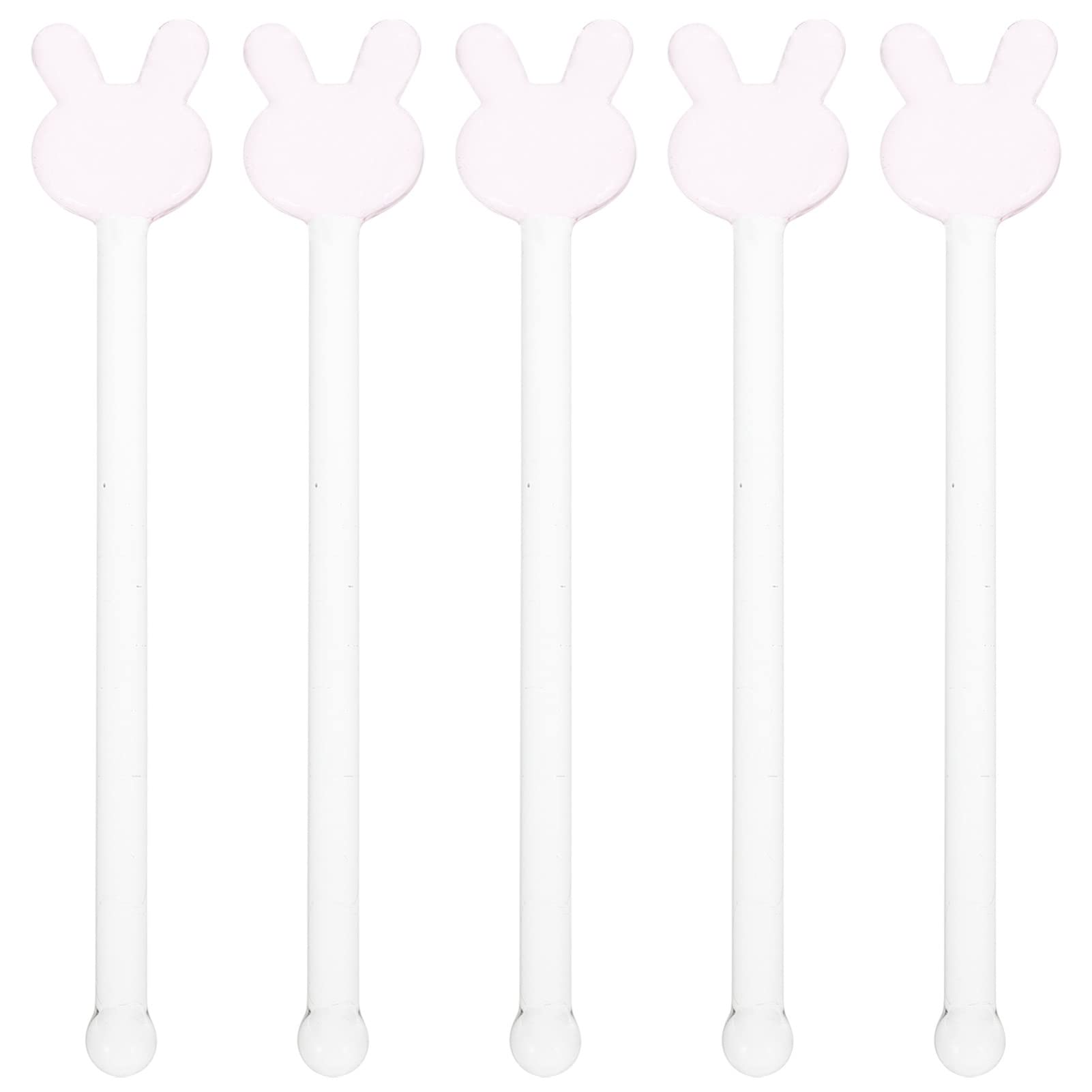 ifundom 5pcs Stick Top Head Decorative Appetizer Mixing Swizzle Restaurant Glass Moon for Whiskey Drink Home Rod Party Stirrer Rabbit Milk Picks Stirrers Office Fruit Stir Bunny