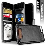 iPhone 6 Case, iPhone 6S Case, Samcore Leather Wallet Flip Case with Detachable Folio, Card Slots, Premium PU Leather, Retail Box for iPhone 6/6S 4.7 Inch [BLACK]