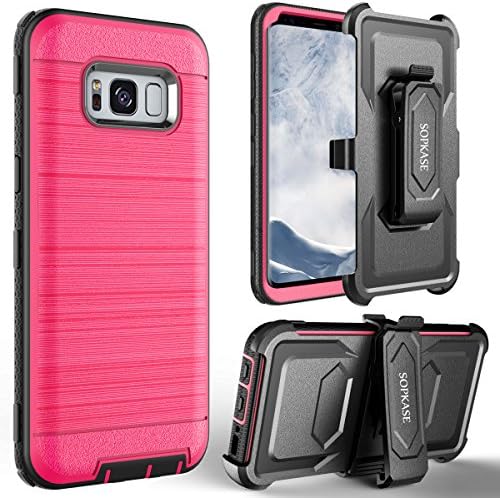 Samsung Galaxy S8 Plus Case,SOPKASE Heavy Duty Dual Layer Protection Locking [Belt Swivel Clip] Holster with [Kickstand], WITHOUT Built in Screen Protector for Samsung Galaxy S8 +,Pink