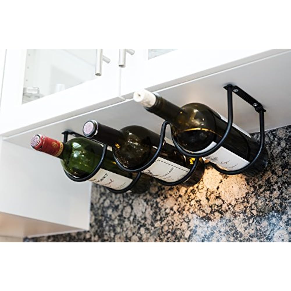 Under Durable Iron Wine Storage Rack For 3 Liquor Bottles