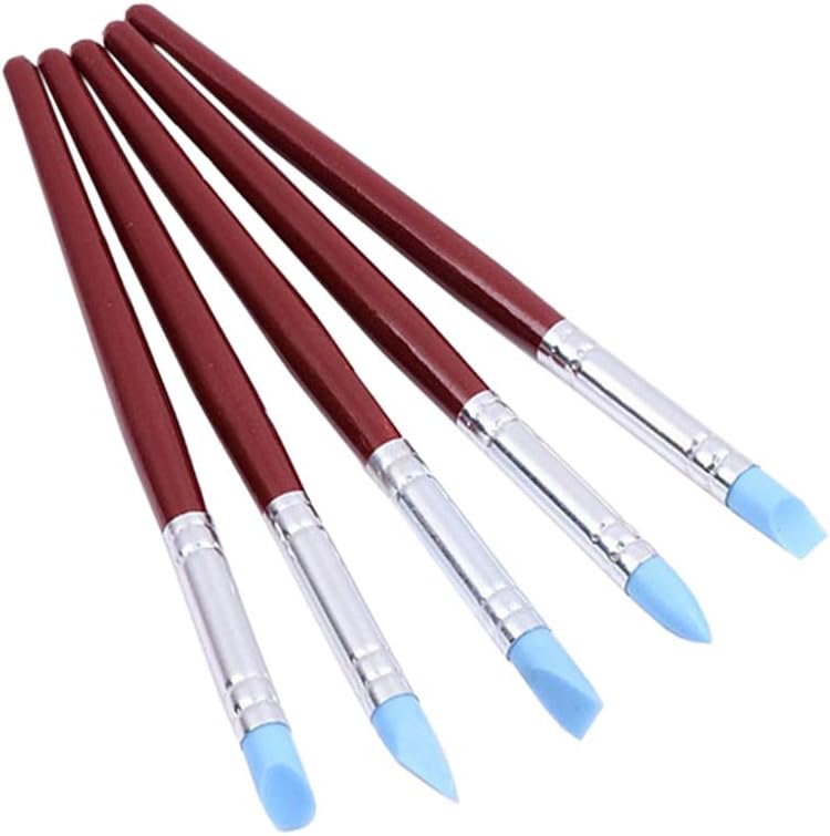 OSCAR BATES 5pcs DIY Clay Tools Nail Art Pen Brushes Soft Silicone Nail Art Craft Pottery Clay Pen Modelling Shaper Nail Art