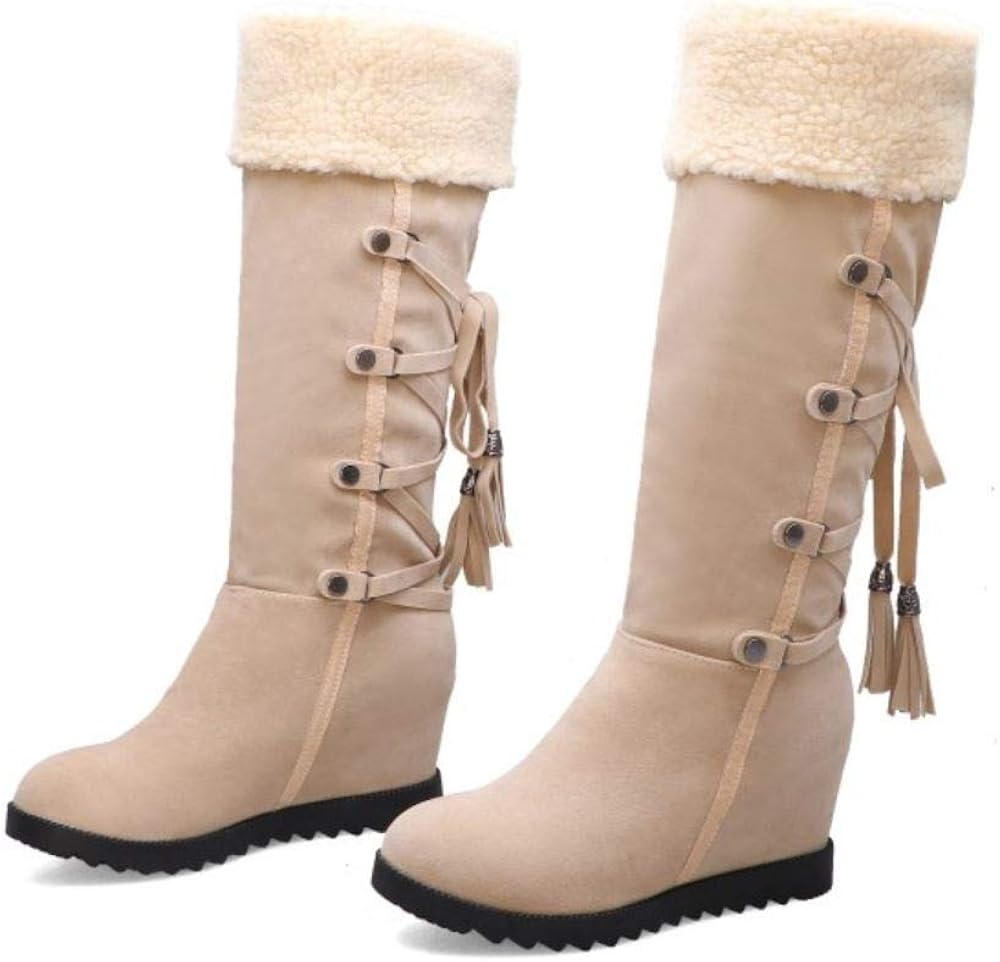 tan calf length heeled boots