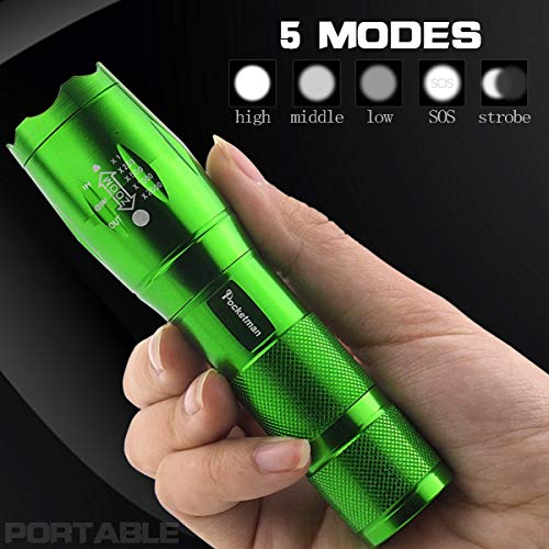 Pack of 4 Tactical Flashlight,POCKETMAN 1200 Lumen Ultra Bright XMLT6