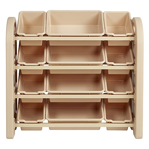 ECR4Kids 4Tier Toy Storage Organizer for Kids, Sand with 12 Sand Color