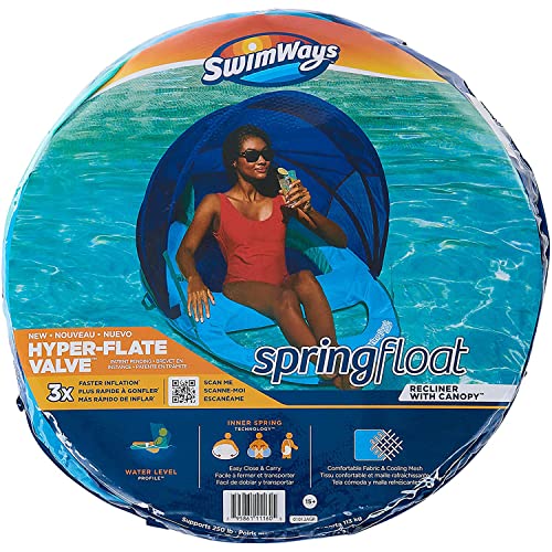 SwimWays 6060073 Spring Float Recliner with Canopy Comfortable Fabric