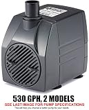 PonicsPumps Submersible Pump with for Hydroponics, Aquaponics, Fountains, Ponds, Statuary, Aquariums & More. Comes with 1 Year Limited Warranty. (530 GPH : 16' Cord)