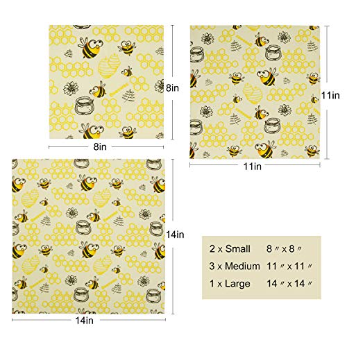image for Hilbertbrook Beeswax Wrap(6 pack)+ Silicone Lids(6 size), Wax Wraps Fo