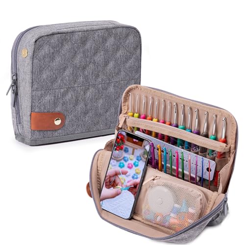 MYBAGZING Empty Crochet Hook Case - Stand Up Organizer with 30 Slots for Hooks & Needles, Accessories - Needles Set for Lovers, Kit for Beginners