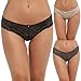 Ekouaer Womens 3 Pack of Sexy Lace Cheeky Hispter Panties Underwear Assorted Colors (Large=US Medium, Grey/Black/Nude)