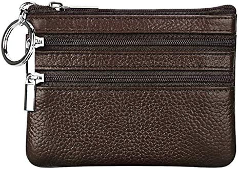 Genuine Leather Purse for Women with Keyring, Coffee, One Size