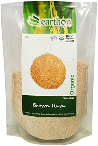 Earthon Organic Semolina Brown Suji 17.6 Ounce- USDA Certified