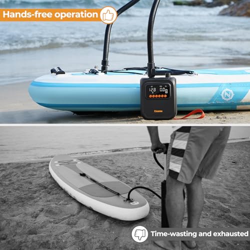 20 PSI High-Pressure Electric SUP Pump with 13500mAh Rechargeable Battery, 12V Car-Powered Ultra-Lightweight Air Pump for Paddle Boards, Kayaks, Inflatables