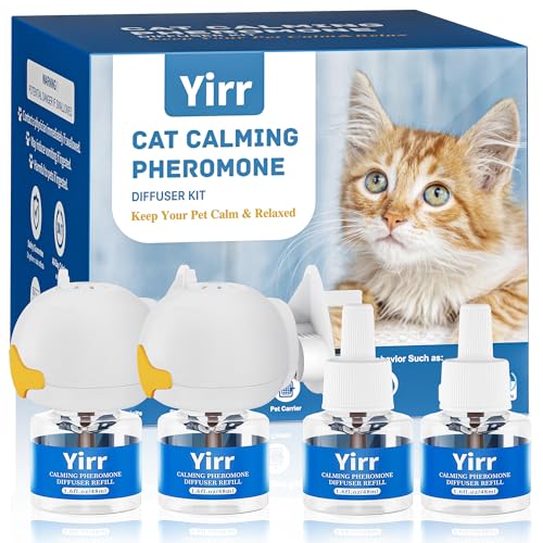 Mikccer 120 Days Cat Calming Plug-in, 6-in-1 Natural Pheromone Diffuser Kit, Effective Relaxants & Anxiety Relief for Cats to Relieve Stress, Fighting & Scratching, 2 Diffusers 4 Refills(48ml)