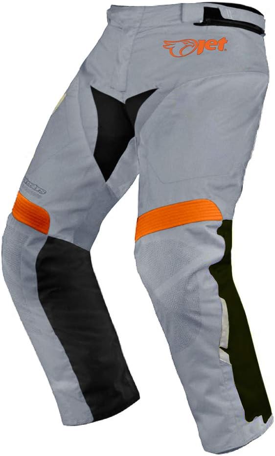 JET Mens Motorcycle Motorbike Textile CE Armoured Waterproof Trousers Pants Protective Premium Touring (Grey, W50 L30)