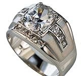 Mustang Men's Ring 8.4 Total Carats Simulated White Sapphire Platinum Overlay Size 9 10 11 12 13 14