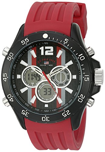 U.S. Polo Assn. Sport Men's Quartz Metal and Rubber Casual Watch, Color:Red (Model: US9525)