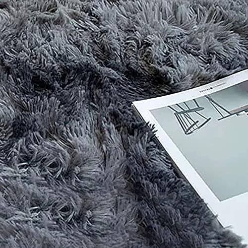 ASIinnsy Area Rugs Soft Fluffy Carpets For Living room Shaggy Rug Modern Area Rug For Bedroom Anti-Slip Rugs For Kids Room Indoor Home Decorative Carpet (Black Grey, 200 x 300cm)