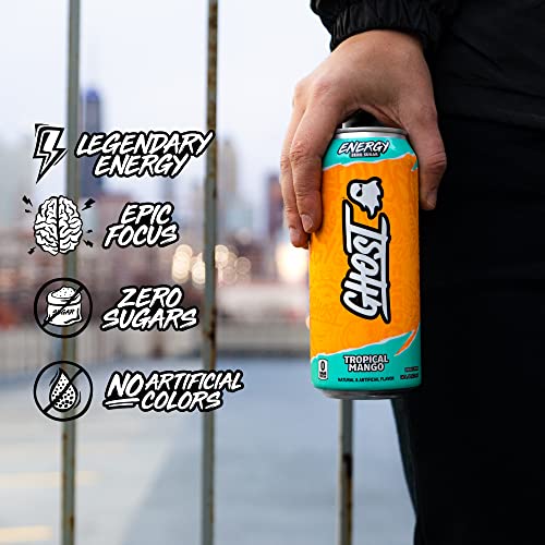 GHOST ENERGY SugarFree Energy Drink 12Pack, Tropical Mango, 16oz