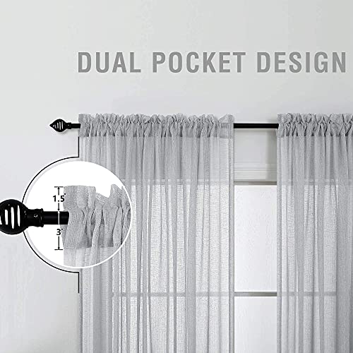 Grey Curtains 84 Inches Long for Bedroom Set 2 Panels Pair Rod Pocket
