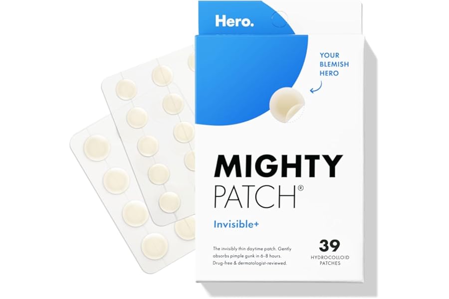 Mighty Patch™ Invisible+ Patch – Daytime Hydrocolloid Acne Pimple Patches for Covering Zits and Blemishes, Ultra Thin Spot Stickers for Face and Skin (24 Medium and 15 Small Patches)