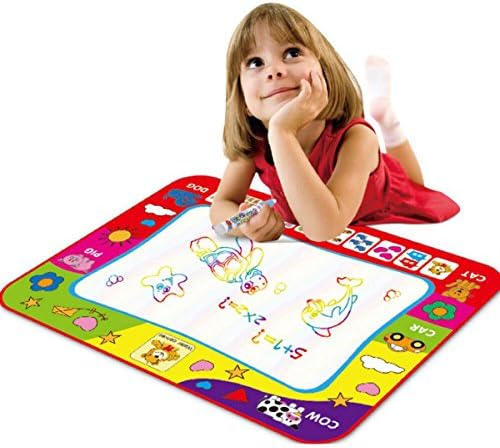 HCzon Aqua Doodle Mat Multi Color Children Water Magic Drawing Book Rainbow Color Mat Board &amp; Magic Pen Doodle Kids Educational Toy Gift with 2 Magic Water Drawing Pens 31" x 23"