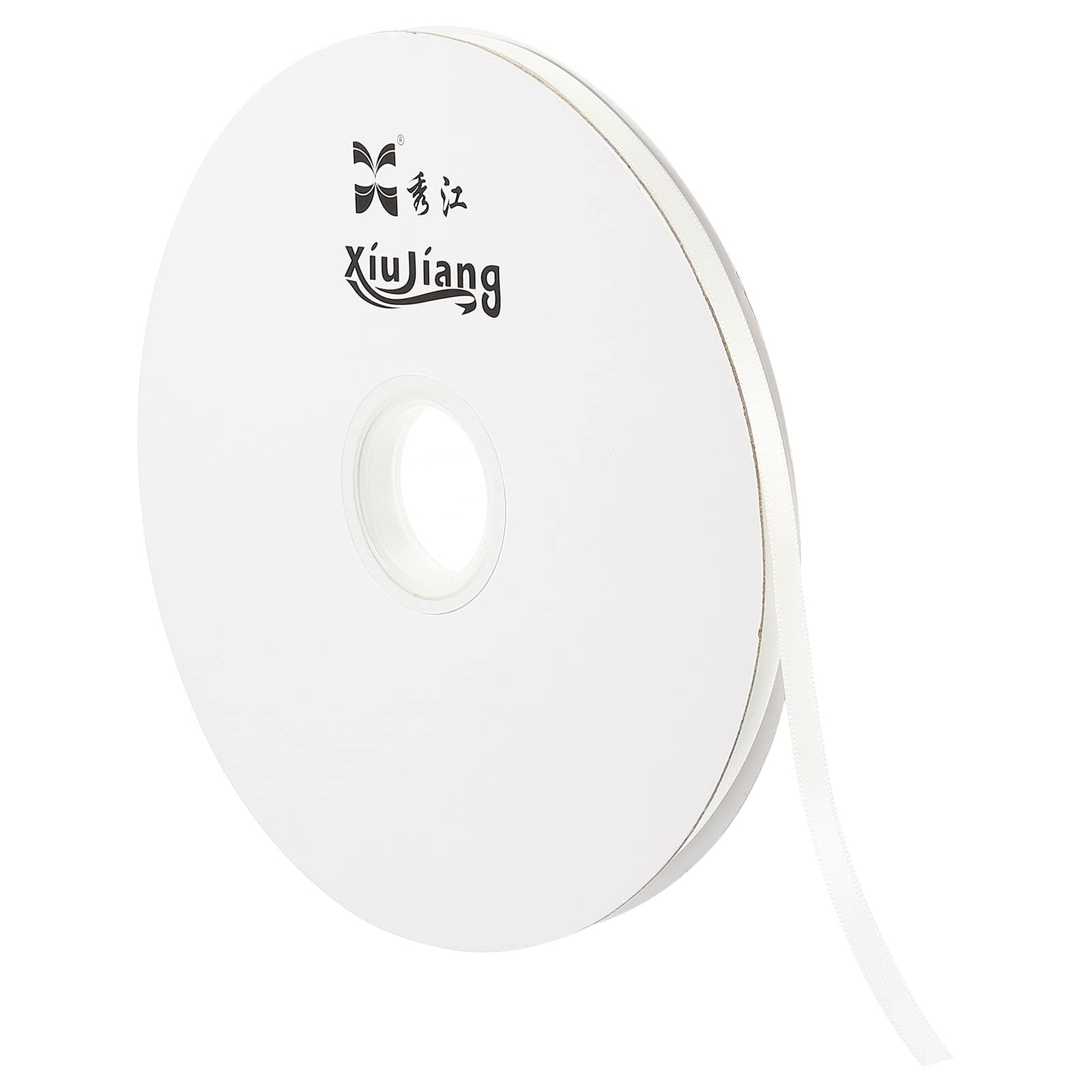 PATIKIL 0.28 Inch Wide 100 Yards Satin Ribbon, Double Face Solid Crafts Roll for Party Home DIY Wrapping Decoration Raw White