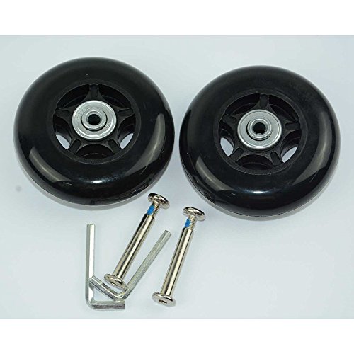 FASTROHY 2 Set of Luggage Suitcase/Inline Outdoor Skate Replacement Wheels with Repair Kit Axles Deluxe Black (70mmx23mm)