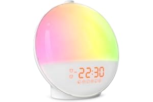 Dekala Sunrise Alarm Clock Wake Up Light for Kids, Teens, Heavy Sleepers, with Dual Alarms, Snooze, Sleep Aid with 8 Natural Sounds, Ambient Light, Night Light, FM Clock Radio, Ideal for Gift