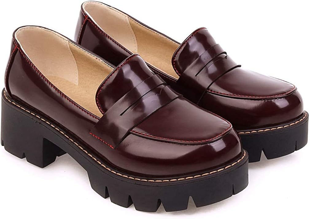 Women's Patent Leather Oxfords Dress Loafers Platform