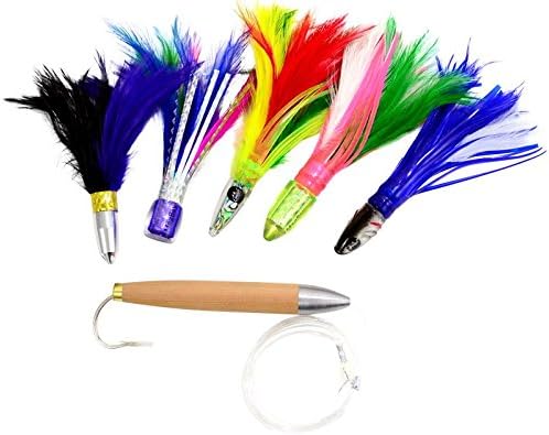 MagBay Lures Cedar Plug + Tuna Feathers - Ultimate Tuna and Albacore Lure Set