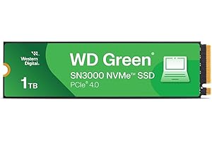Western Digital 1TB WD Green SN3000 NVMe Internal SSD - Solid State Drive - Gen4 PCIe, M.2 2280, Up to 5,000 MB/s - WDS100T4G