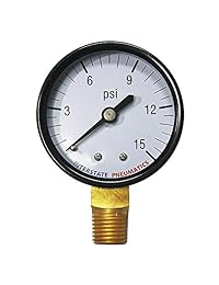 Interestatal neumática G2012 015 Medidor de presión 15 Psi 2 inch diameter1 4 inch NPT Bottom Monte