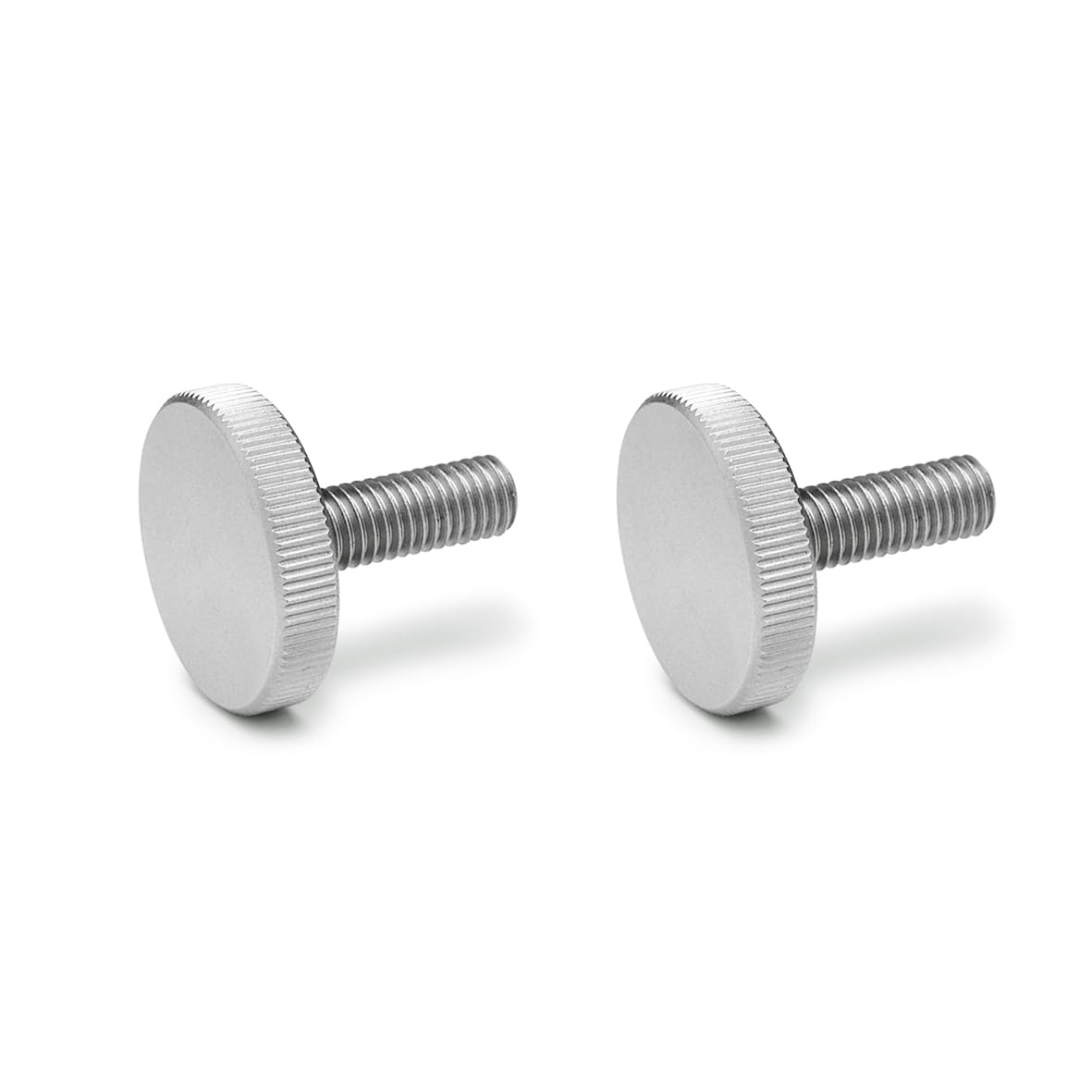 Ganter Normelemente Flat knurled screws, knurled screws (low shape), DIN 653-M6-30-NI, pack of 2, stainless steel, thread: M6 x 30