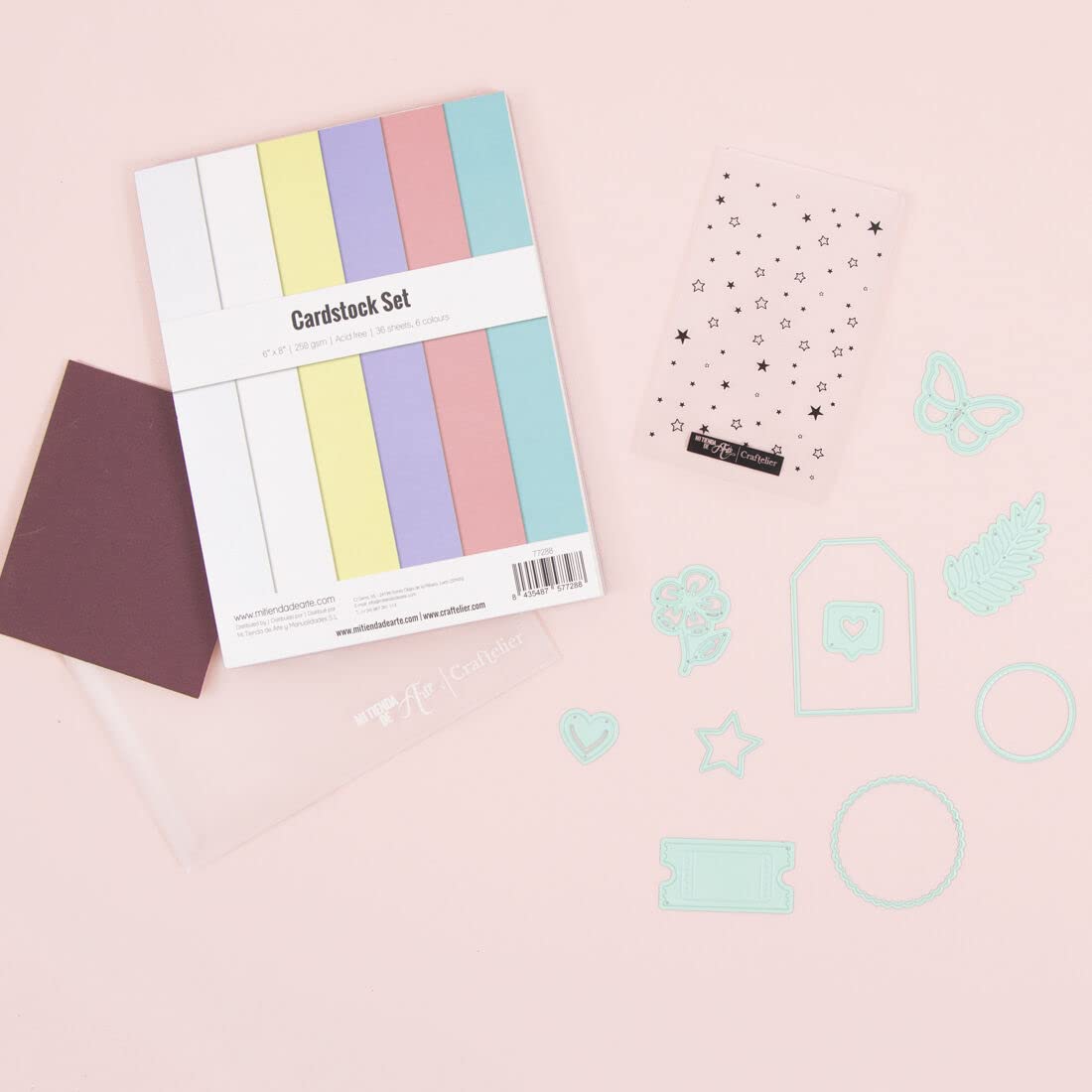 Craftelier - Scrapbooking and Craft Starter Kit | Includes Coloured Papers and Dies Compatible with Sizzix Big Shot and Mini Evolution Die Cutters