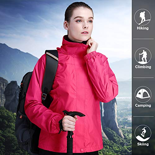 image for CAMEL CROWN Womens Waterproof Rain Jacket Lightweight Hooded Windbreak