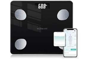 NUTRI FIT Bathroom Weighing Scale for Body Weight and Fat, Digital Smart Scale with Bluetooth, Body Composition Watchers with APP for BMI, Muscle, Weight Loss, Max 150kg/330lb