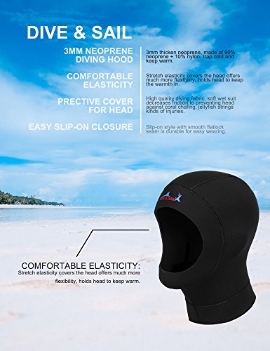 image for Neoprene Dive Hood , DIVE & SAIL Water Neoprene Wetsuits Hood for Men 