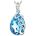 QIANSE “Venice Dream” Pendant Necklace Made with Teardrop Ocean Blue Crystals, Jewelry for Women, Birthday Gifts for her