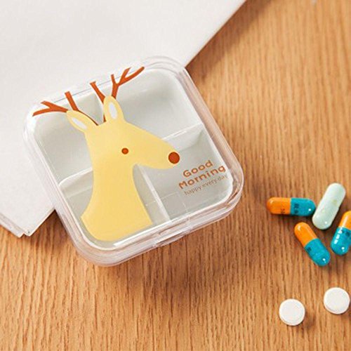 Ligntean Hot Sale Transparent Animal Pattern Portable Cartoon Travel 4 Compartment Medicine Drug Box Pill Storage Case Jewelry Container