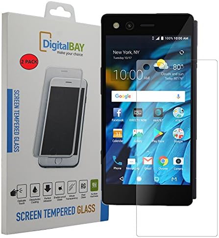 Digital Bay 2 x Tempered Glass Screen Protectors for Zte Axon M [Anti-scratch Protection], Anti-Glare, Ultra-Clear, Ultra-Tough Film, 9H Hardness, 0.2 mm Thick, 2.5D Rounded Edges