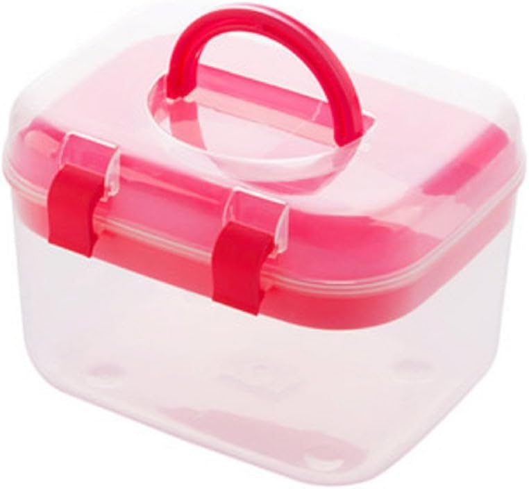 Storage Boxes Really Useful - Boxes Double layers Plastic Boxes for Cosmetic Sewing Study Supplies With Lid(Pink)