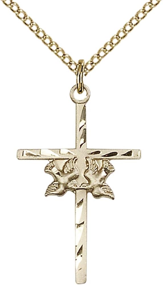 Jewels Obsession Doves Cross Pendant Gold Filled Doves
